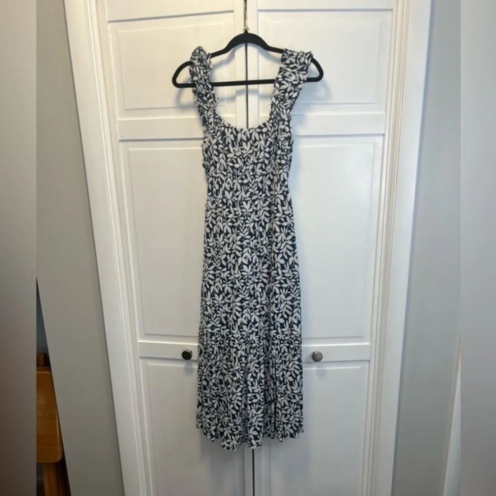 Abercrombie & Fitch Womens Ruffle Strap Textured Maxi Dress Size S/P Blue/White